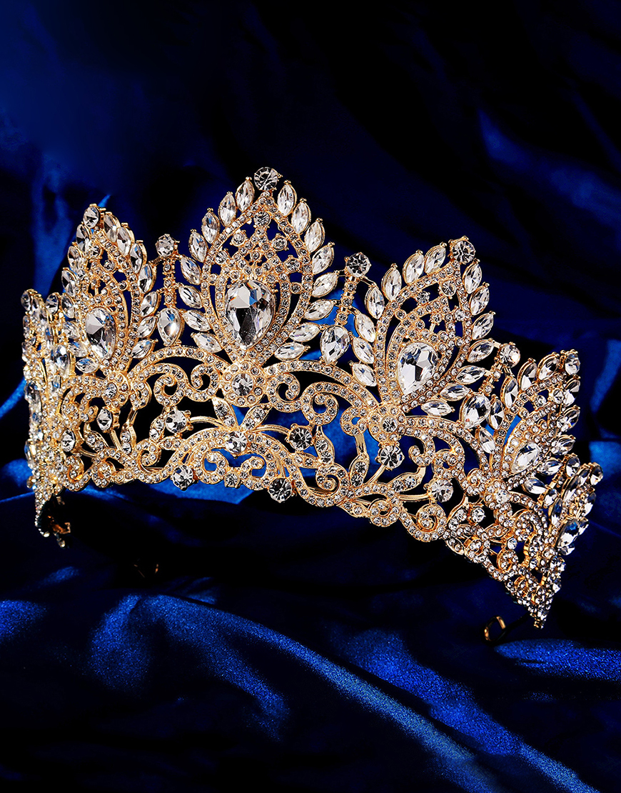 Sparkly Golden Crystal Queen Tiaras Princess Quinceanera Crown