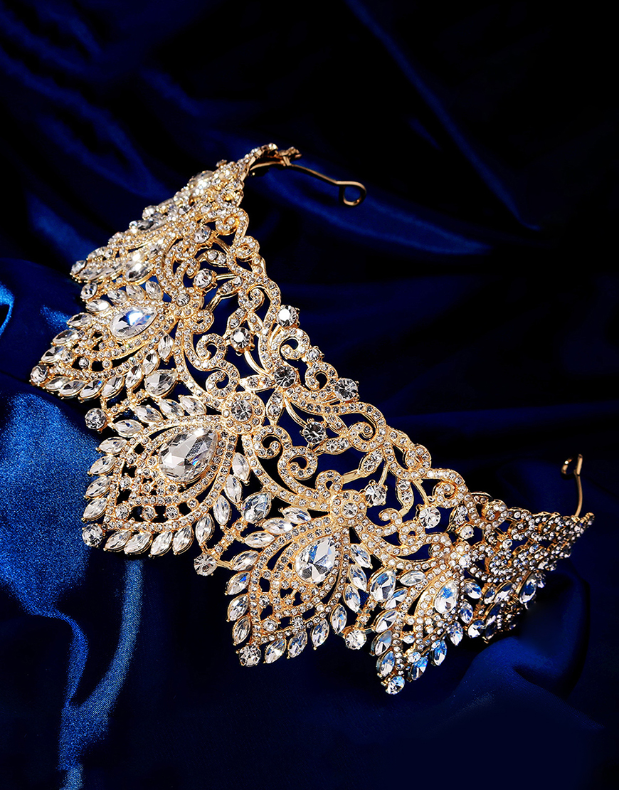 Sparkly Golden Crystal Queen Tiaras Princess Quinceanera Crown