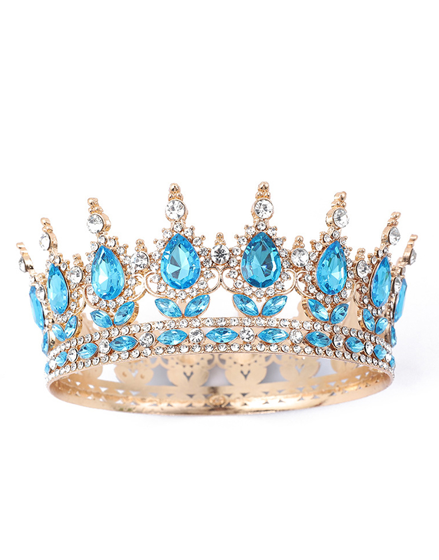 Golden Red Rhinestones Wedding Tiaras and Crown Princess Quinceanera Headpieces