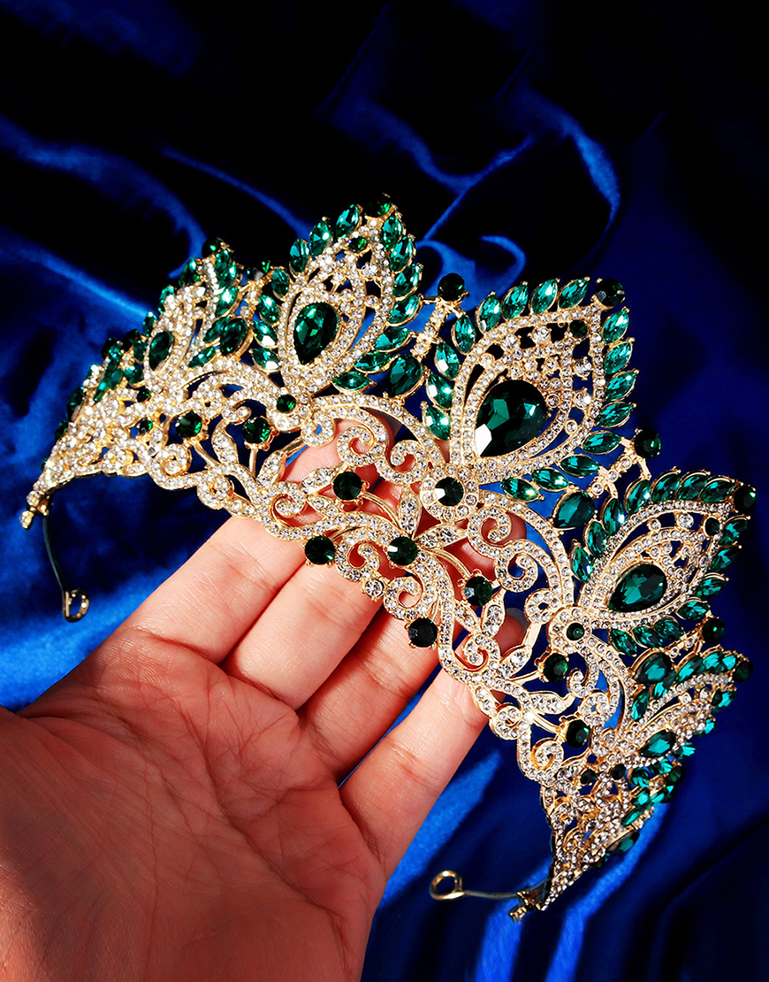 Sparkly Golden Crystal Queen Tiaras Princess Quinceanera Crown