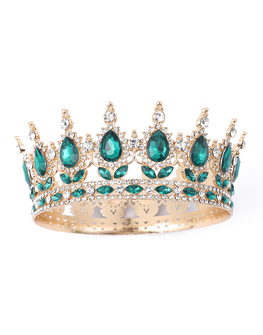 Golden Red Rhinestones Wedding Tiaras and Crown Princess Quinceanera Headpieces