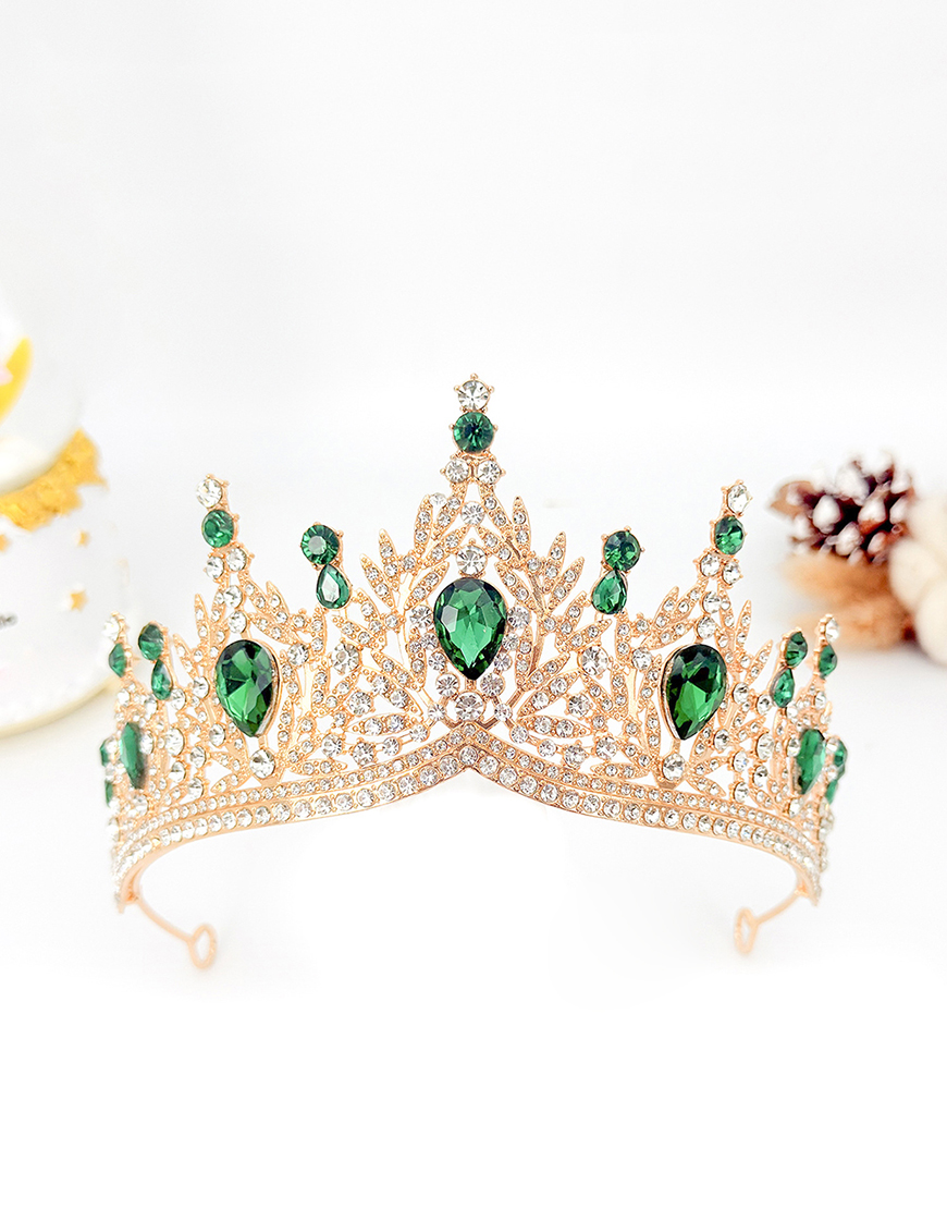 Sparkly Golden White Water Droplets Crystal Wedding Tiaras Princess Quinceanera Crown