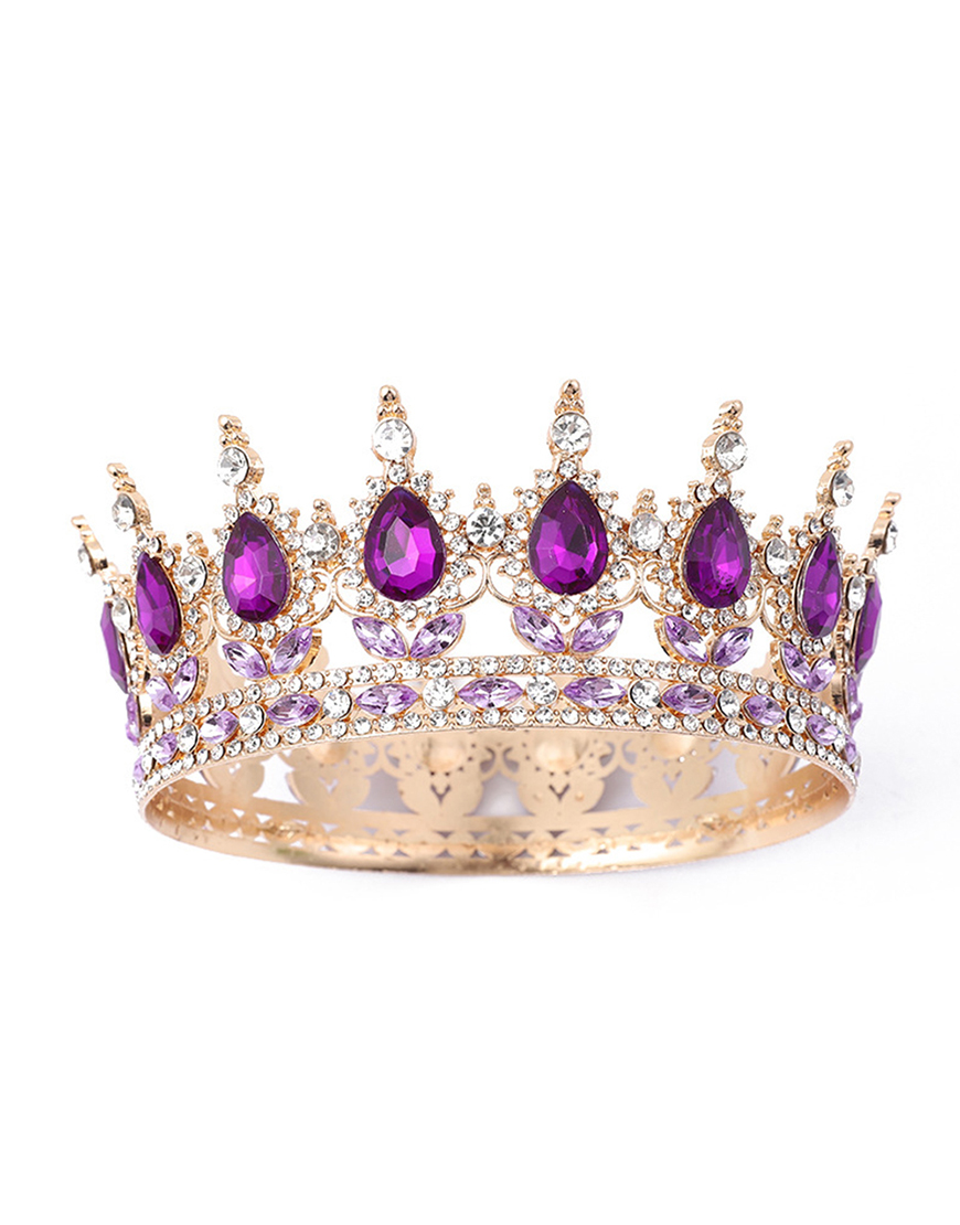 Golden Red Rhinestones Wedding Tiaras and Crown Princess Quinceanera Headpieces