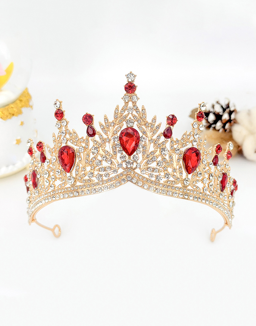 Sparkly Golden White Water Droplets Crystal Wedding Tiaras Princess Quinceanera Crown