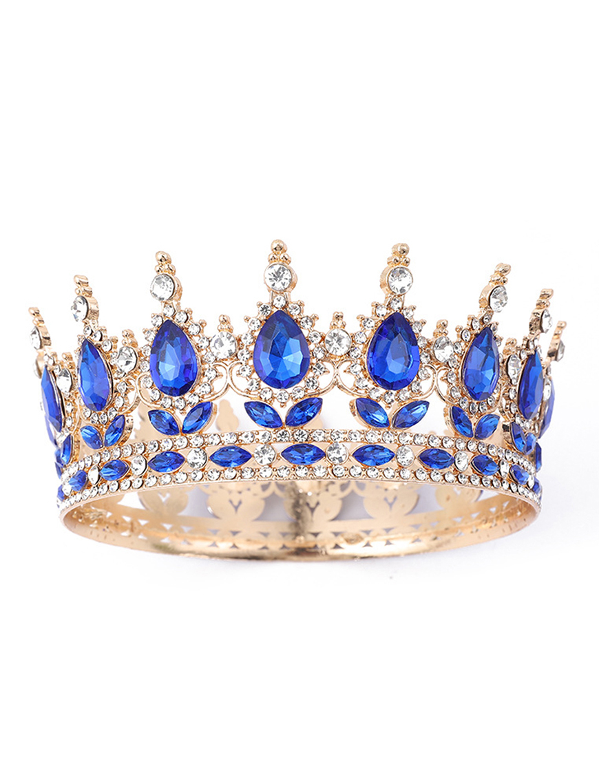 Golden Red Rhinestones Wedding Tiaras and Crown Princess Quinceanera Headpieces