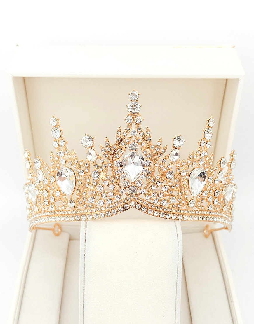 Sparkly Golden White Water Droplets Crystal Wedding Tiaras Princess Quinceanera Crown