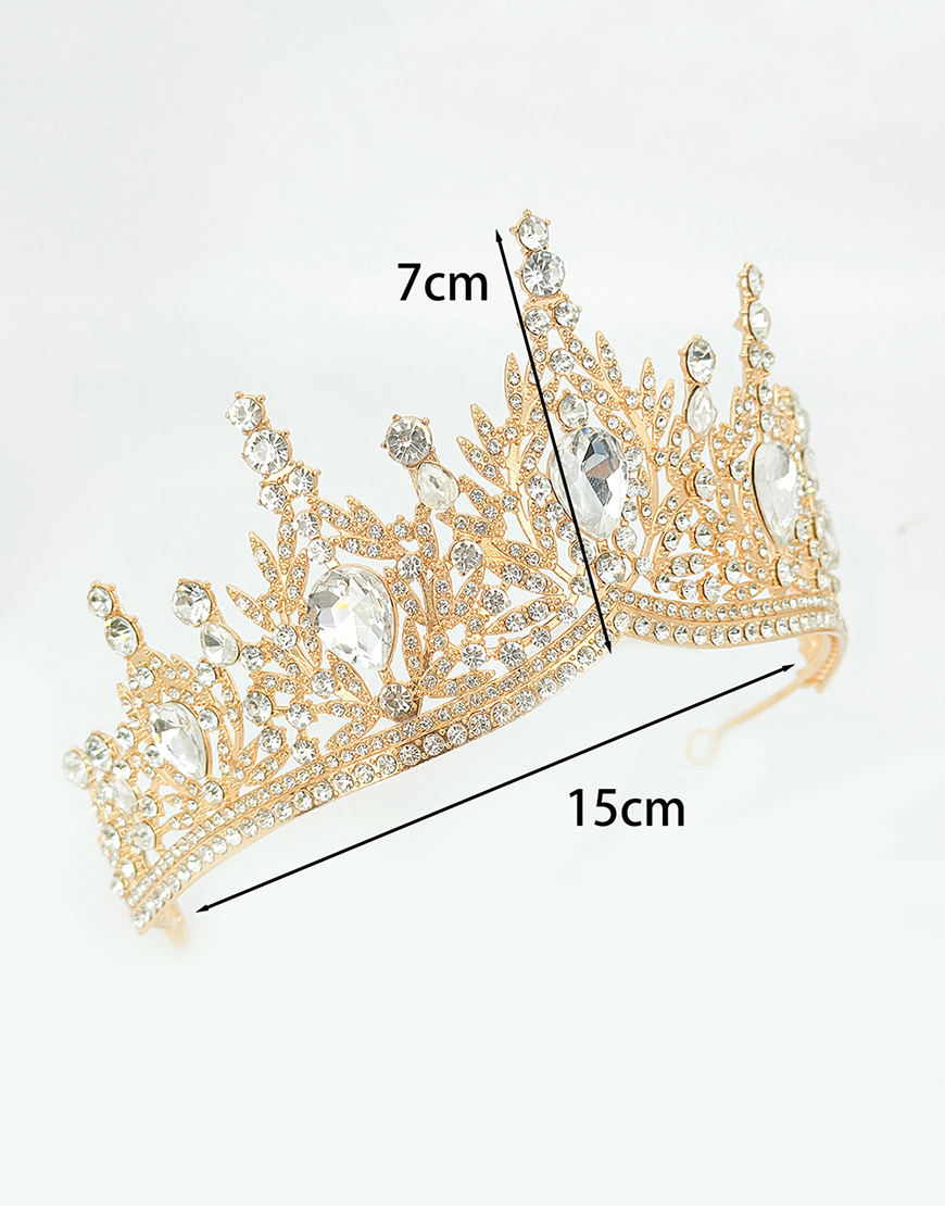 Sparkly Golden White Water Droplets Crystal Wedding Tiaras Princess Quinceanera Crown