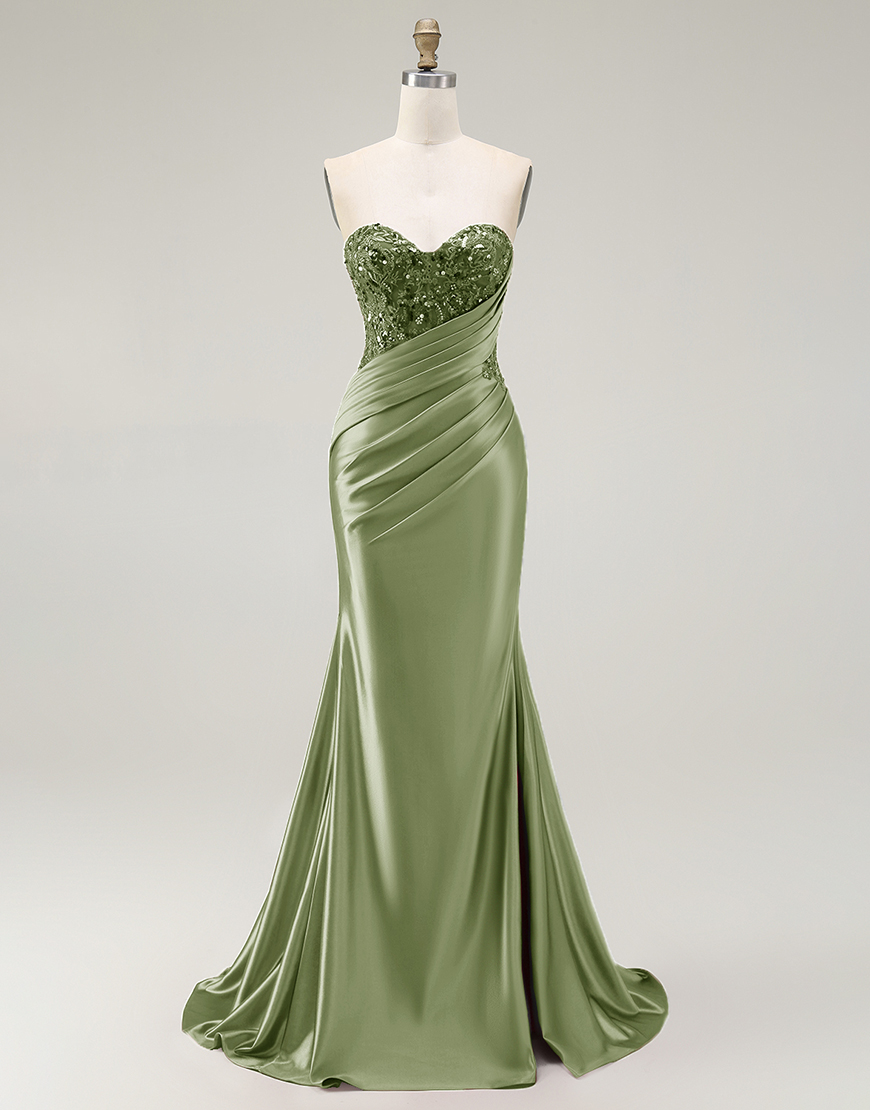 Sparkly Red Mermaid  Sweetheart Long Prom Dress with Sequins