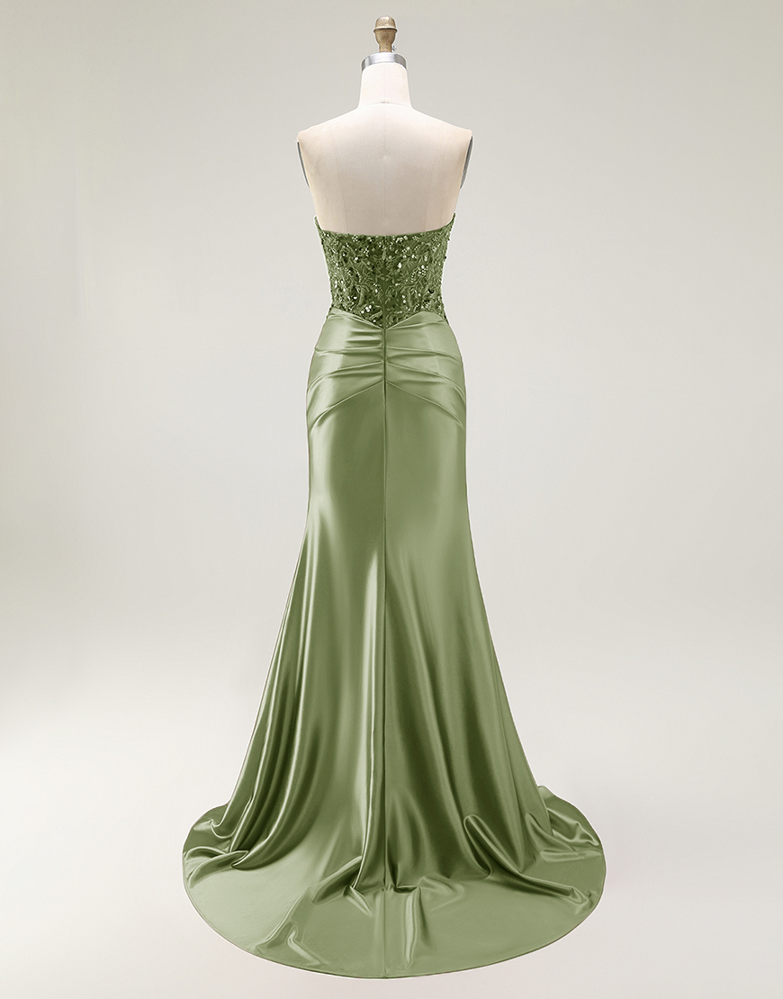 Sparkly Red Mermaid  Sweetheart Long Prom Dress with Sequins