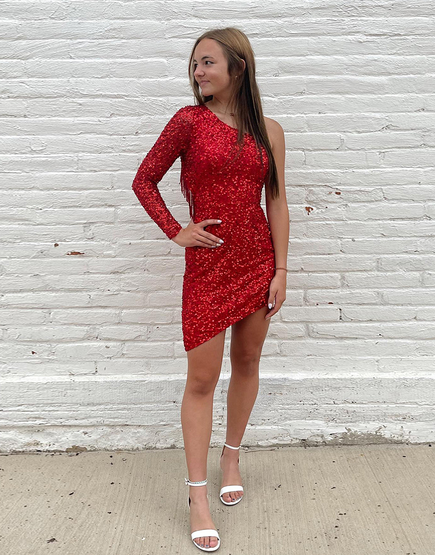 Bodycon One Shoulder Tassel Back Party Dress