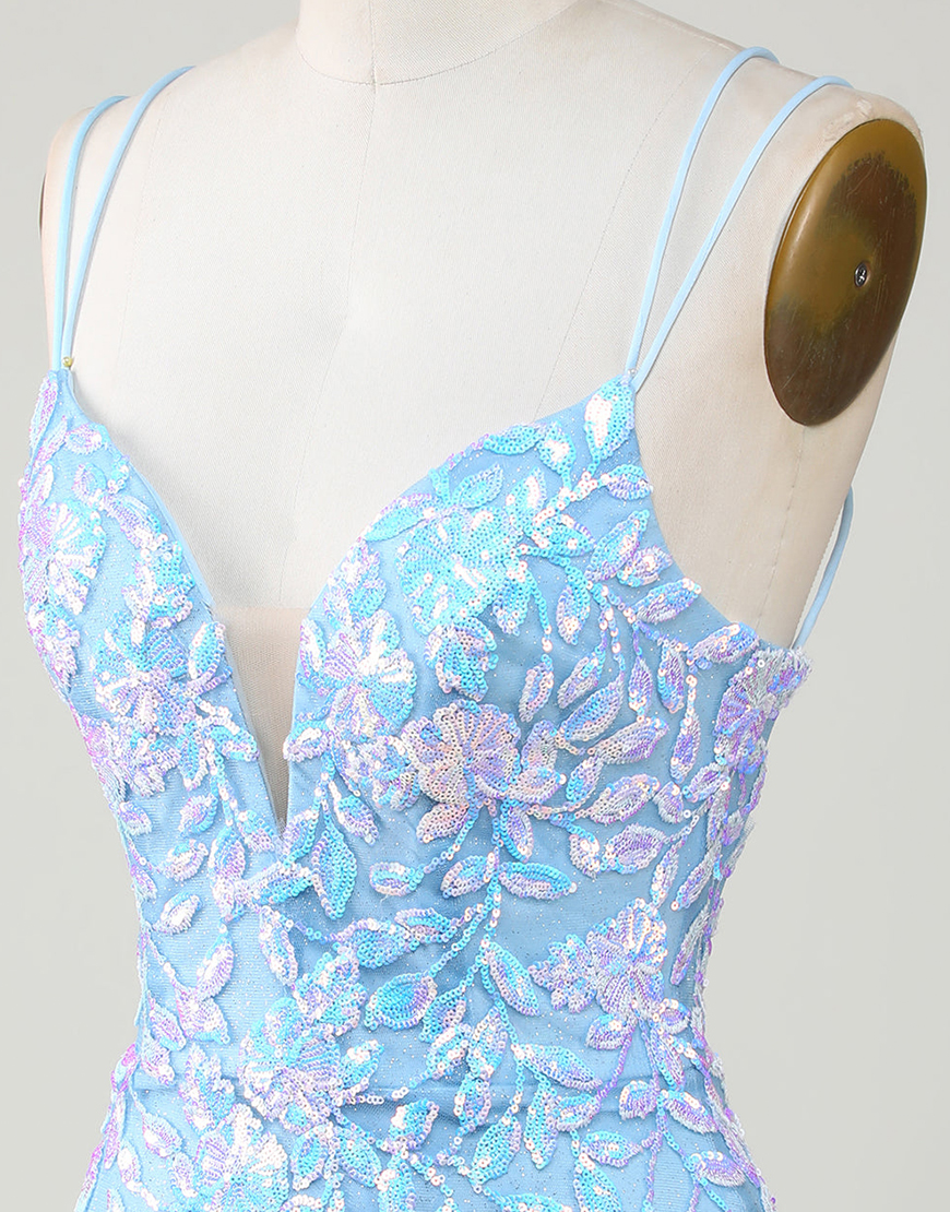 Bodycon Spaghetti Straps Party Dress With Aqqliques