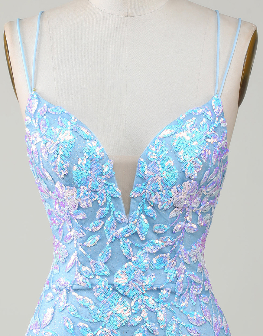 Bodycon Spaghetti Straps Party Dress With Aqqliques