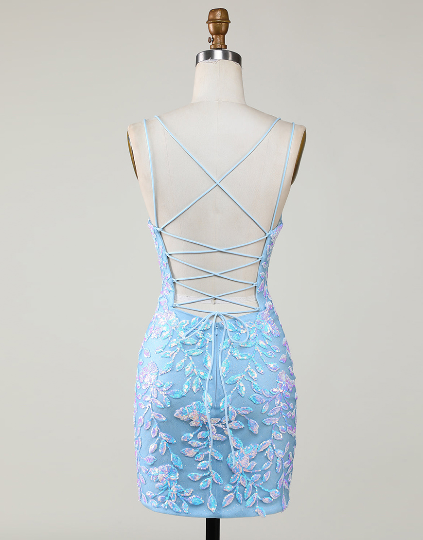 Bodycon Spaghetti Straps Party Dress With Aqqliques