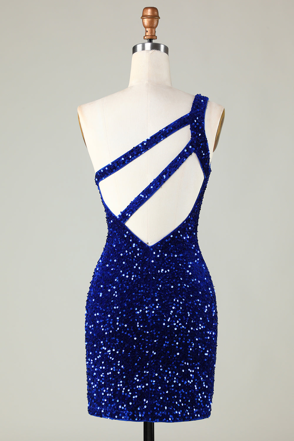 Stylish One Shoulder Glitter Sequin Homecoming Dress