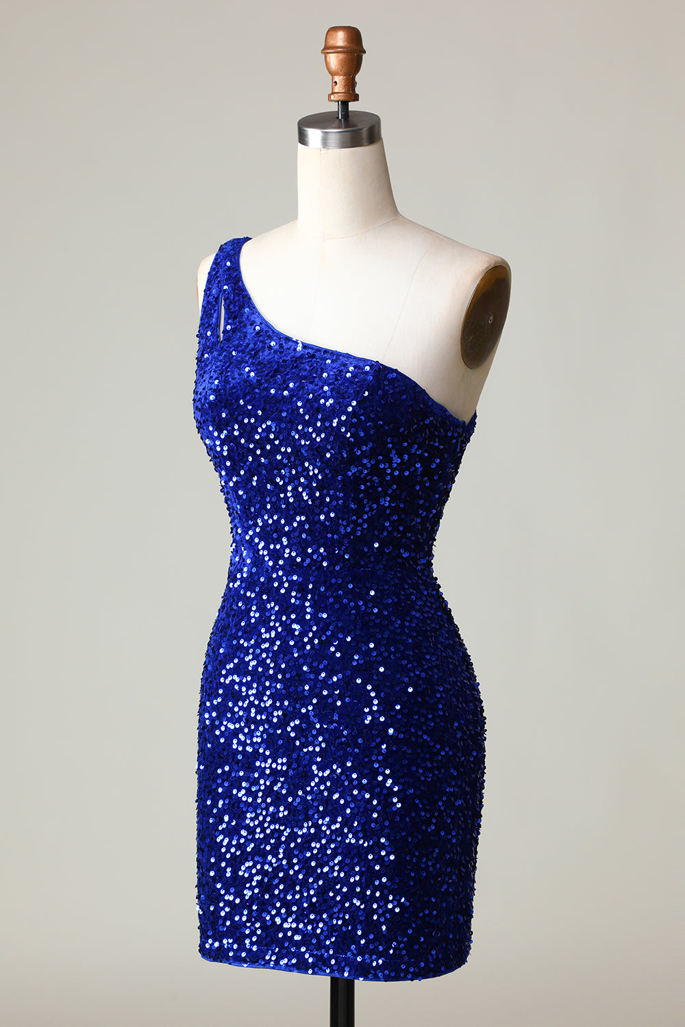 Stylish One Shoulder Glitter Sequin Homecoming Dress