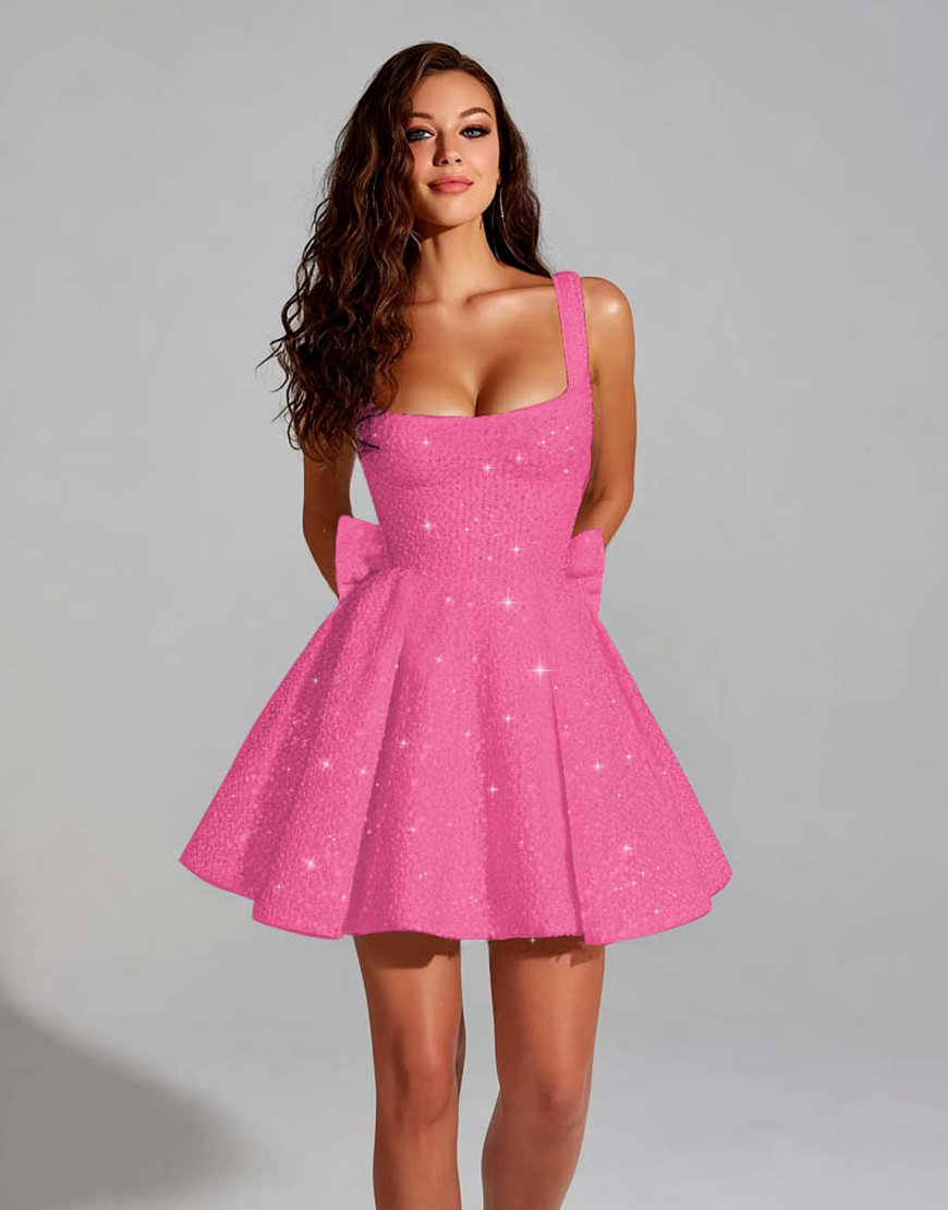 Sparkly White Short A-Line Sequins Tight Homecoming Dress