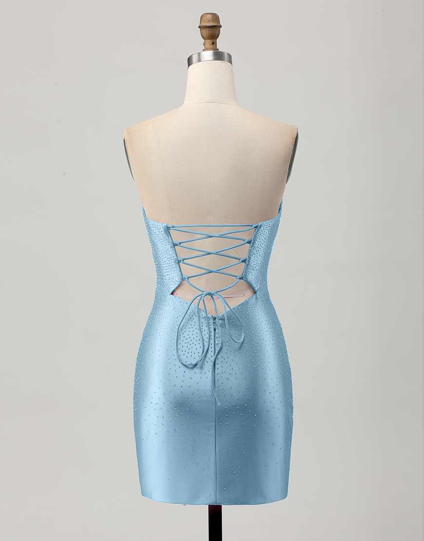 Sparkly Fuchsia Tight Short Beaded Homecoming Dress with Keyholes