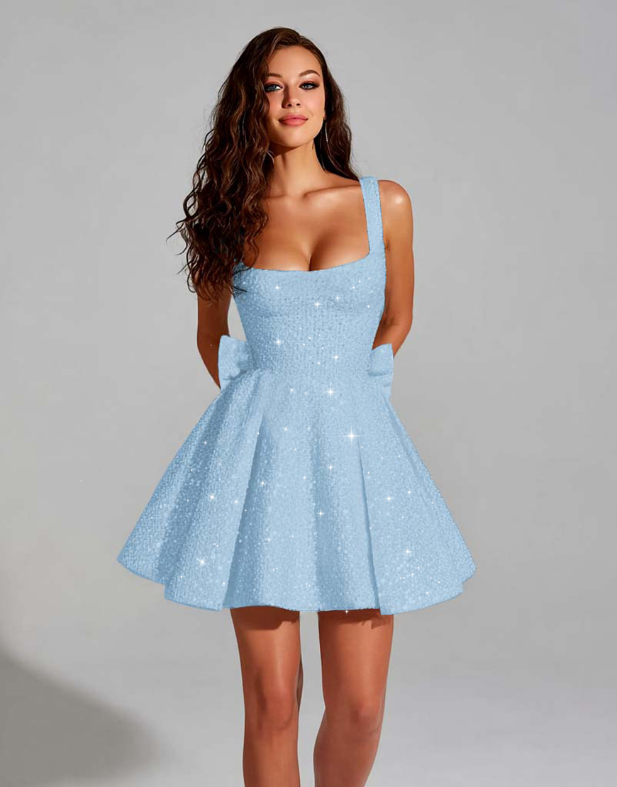 Sparkly White Short A-Line Sequins Tight Homecoming Dress