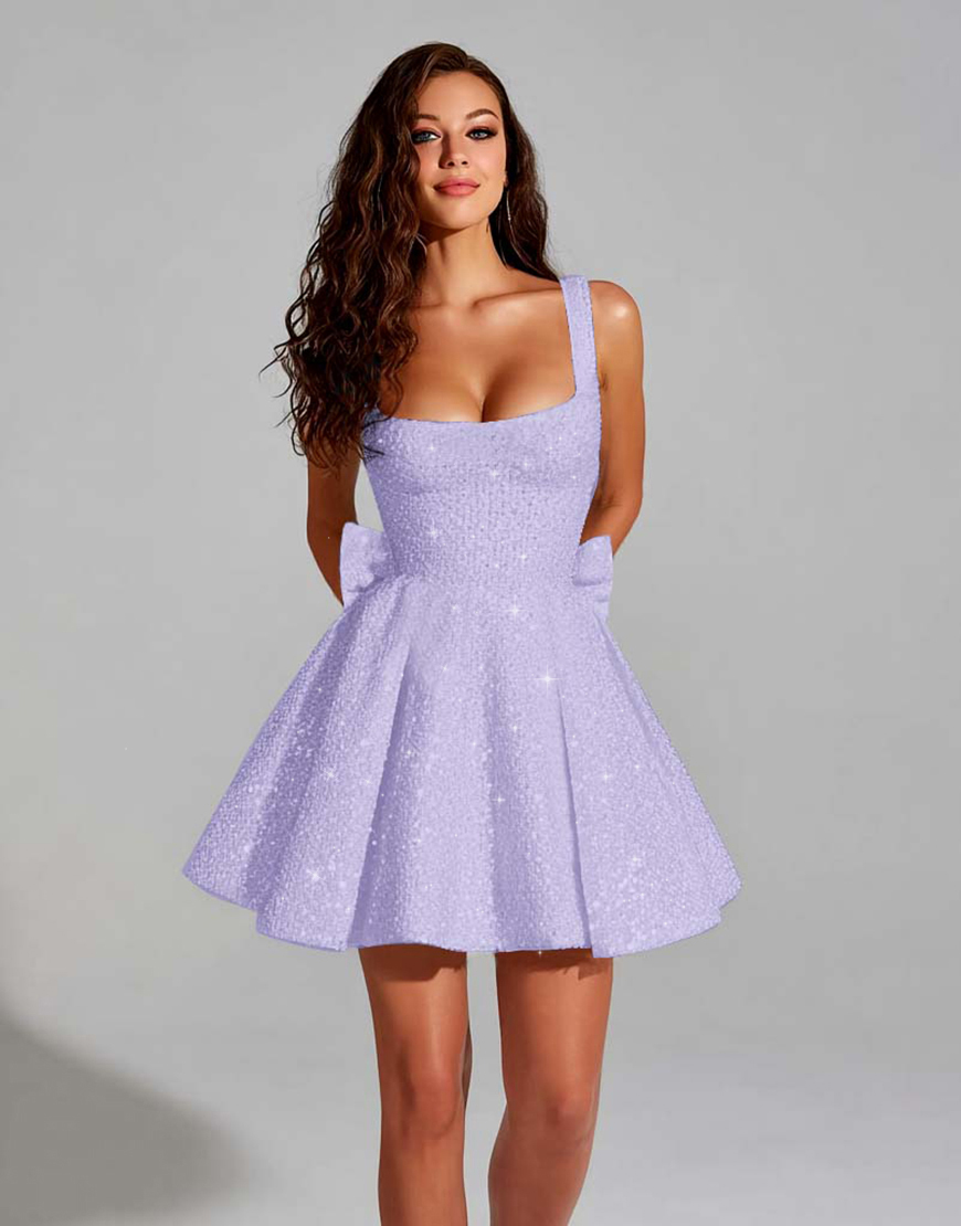 Sparkly White Short A-Line Sequins Tight Homecoming Dress