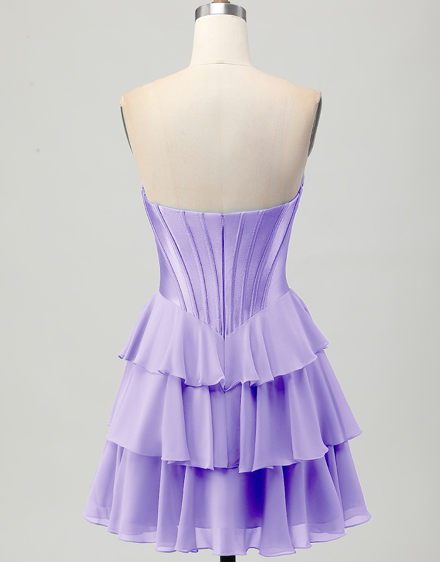 Blue Ruffled Sweetheart Short Corset Homecoming Dress with Lace