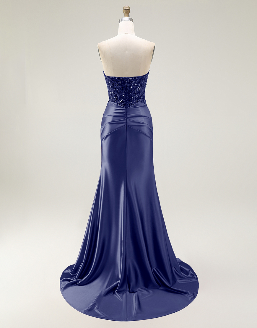 Sparkly Red Mermaid  Sweetheart Long Prom Dress with Sequins