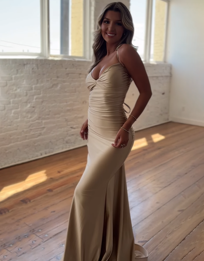 Simple Mermaid Spaghetti Straps Lace Up Long Prom Party Dress