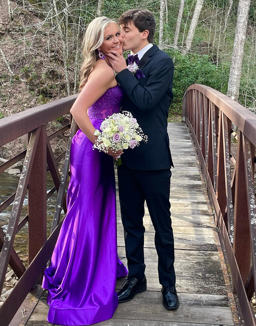 Navy Blue Sweetheart Mermaid Long Satin Prom Dress With Split