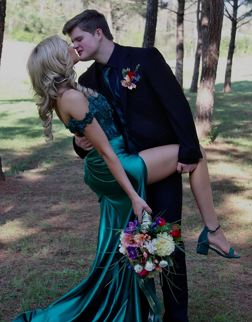 Stunning Red Mermaid Off The Shoulder Long Satin Prom Dress With 3D Flowers