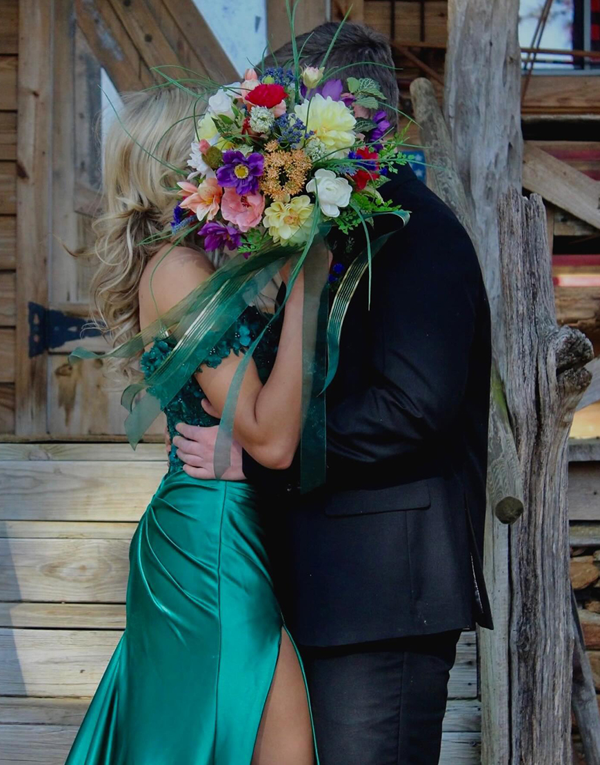 Stunning Red Mermaid Off The Shoulder Long Satin Prom Dress With 3D Flowers