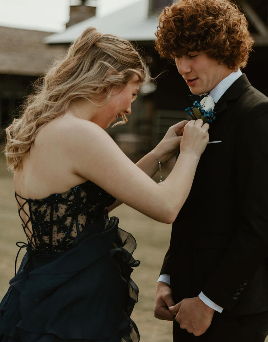 Lilac Sweetheart Lace Up Long Tiered Chiffon Prom Dress With Slit