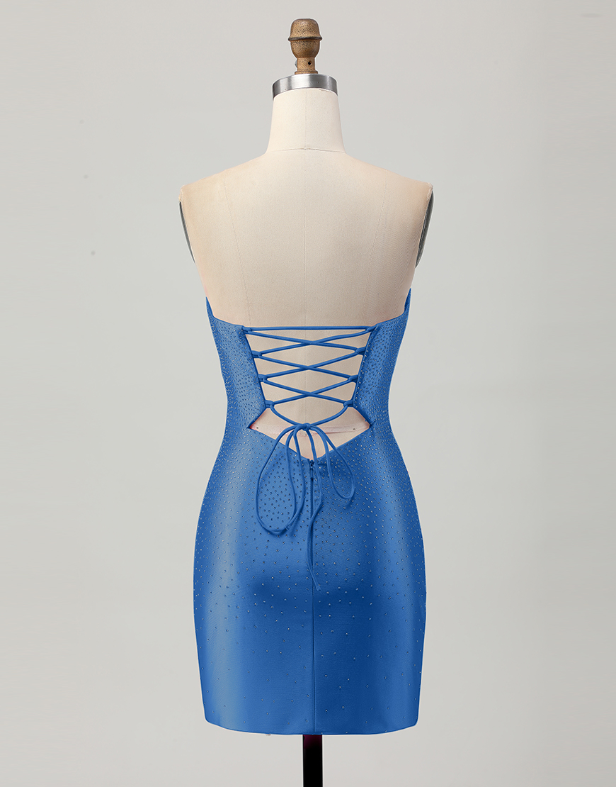 Sparkly Fuchsia Tight Short Beaded Homecoming Dress with Keyholes