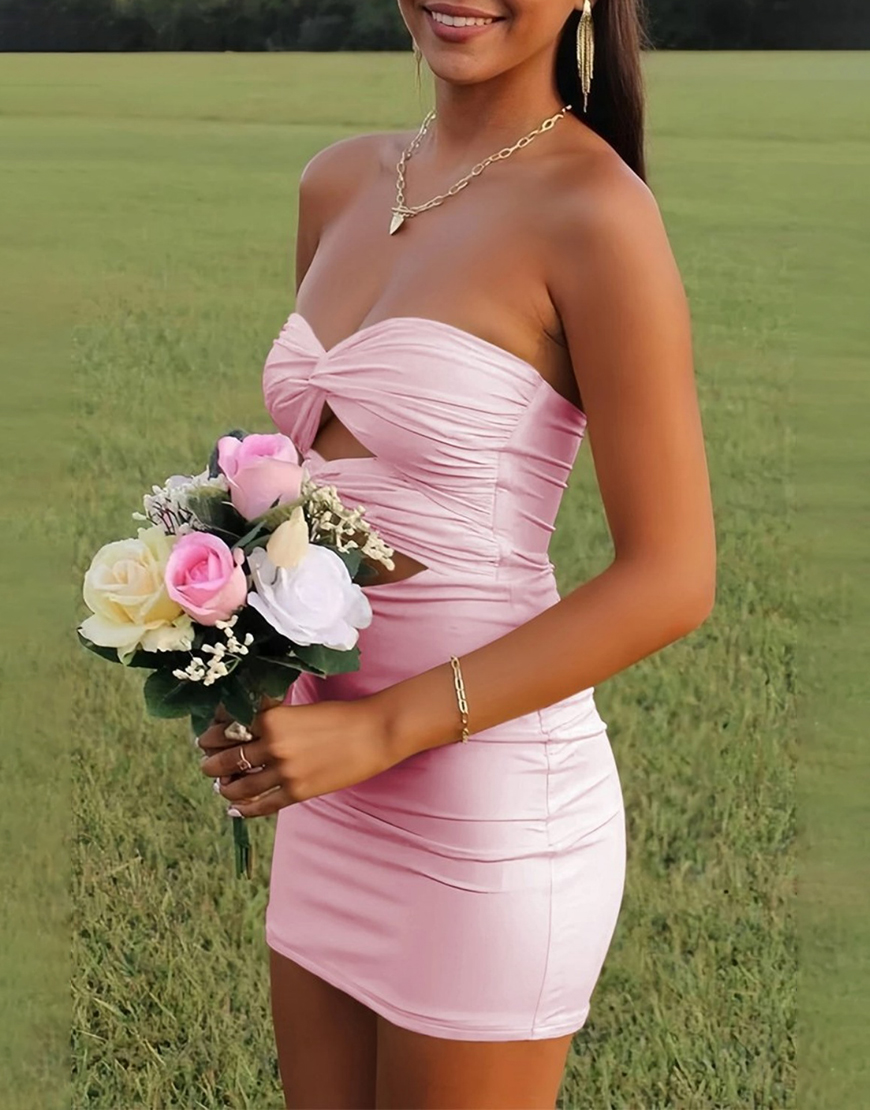 Fuchsia Bodycon Sweetheart Keyhole Mini Party Dress