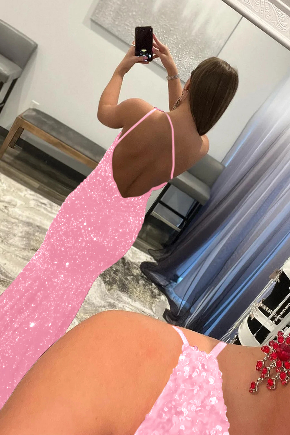 Mermaid Glitter Sexy One-Shoulder Long Prom Dress With Sequins