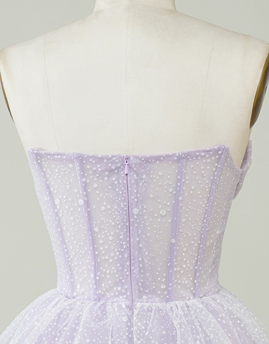 Cute A-Line Strapless Zipper Back Tiered Tulle Homecoming Dress