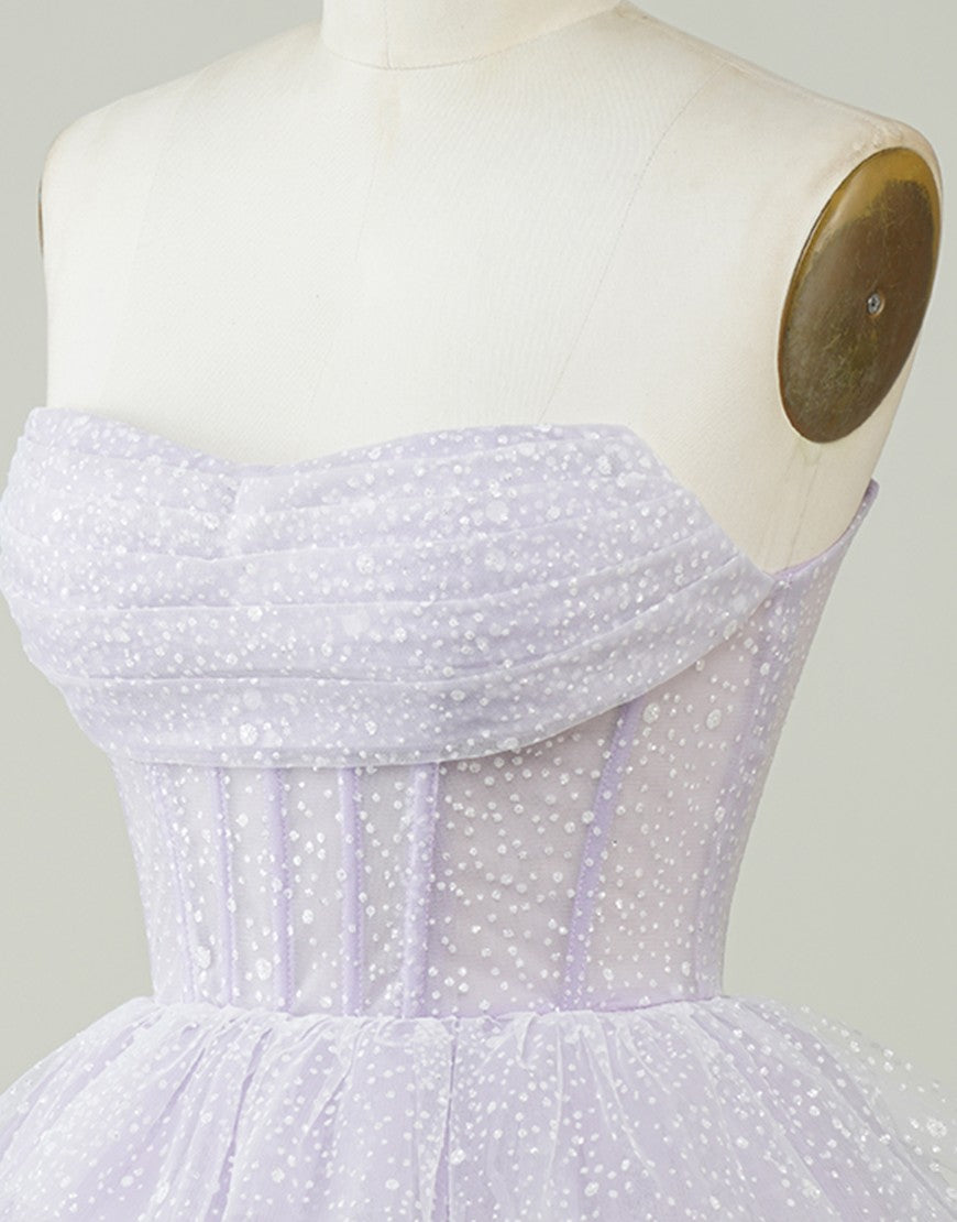 Cute A-Line Strapless Zipper Back Tiered Tulle Homecoming Dress