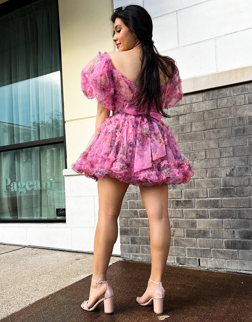 Sweet Off The Shoulder A-Line Short Tulle Homecoming Party Dress