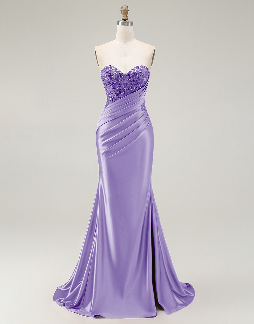 Sparkly Red Mermaid  Sweetheart Long Prom Dress with Sequins