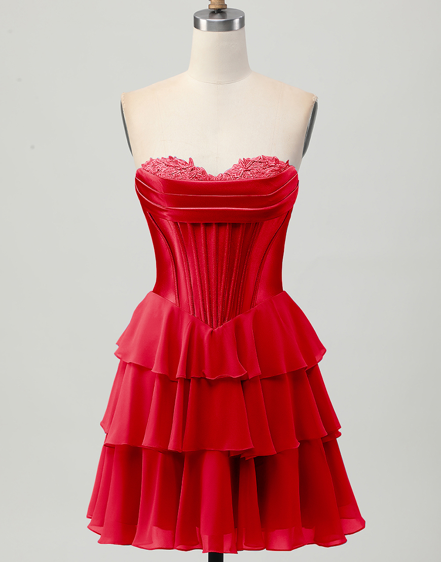 Blue Ruffled Sweetheart Short Corset Homecoming Dress with Lace