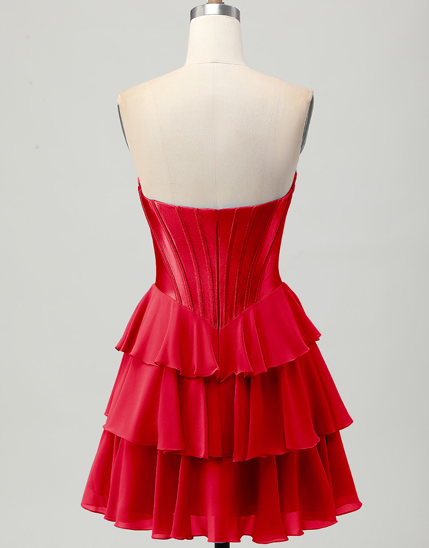 Blue Ruffled Sweetheart Short Corset Homecoming Dress with Lace