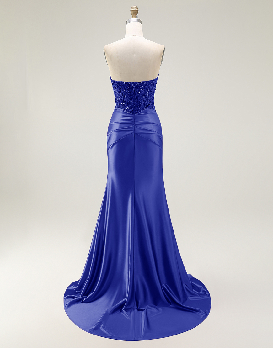 Sparkly Red Mermaid  Sweetheart Long Prom Dress with Sequins