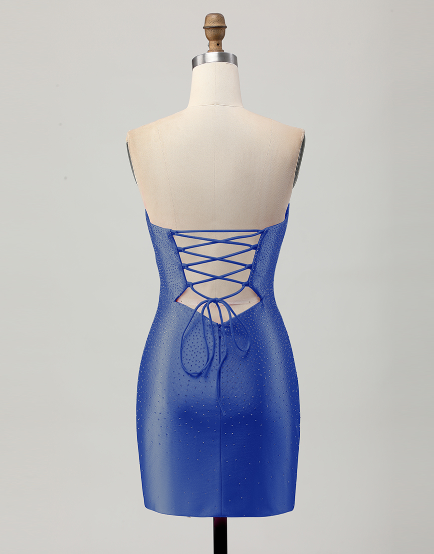 Sparkly Fuchsia Tight Short Beaded Homecoming Dress with Keyholes