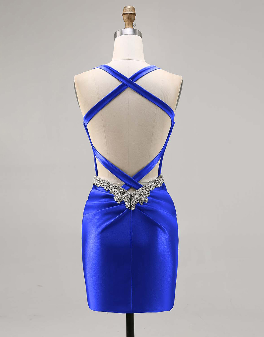 Sparkly Dark Green Tight Satin Short Corset Homecoming Dress with Beading