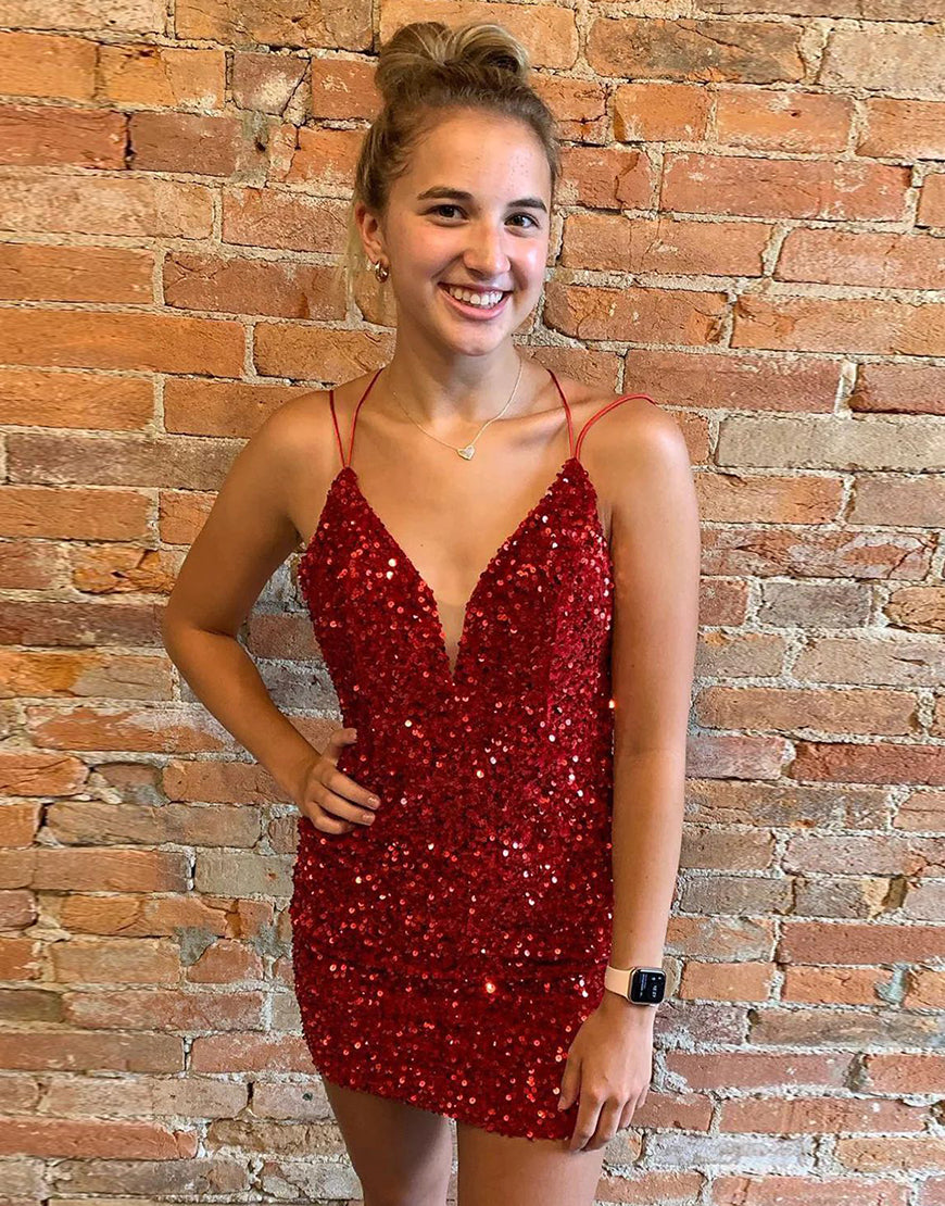 Royal Blue Corset Back Short Sequin Homecoming Dress