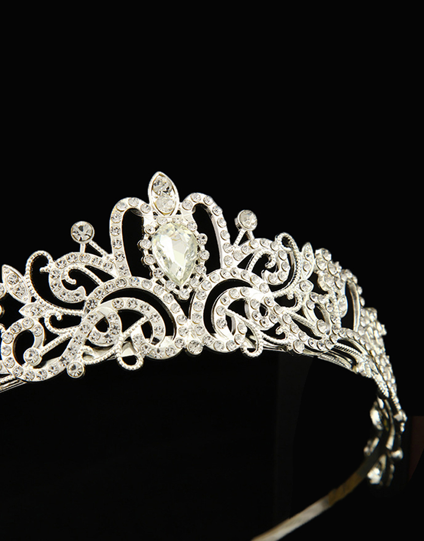 Sparkly Silver Crystal Wedding Tiaras and Crown Princess Quinceanera Headpieces with Combs