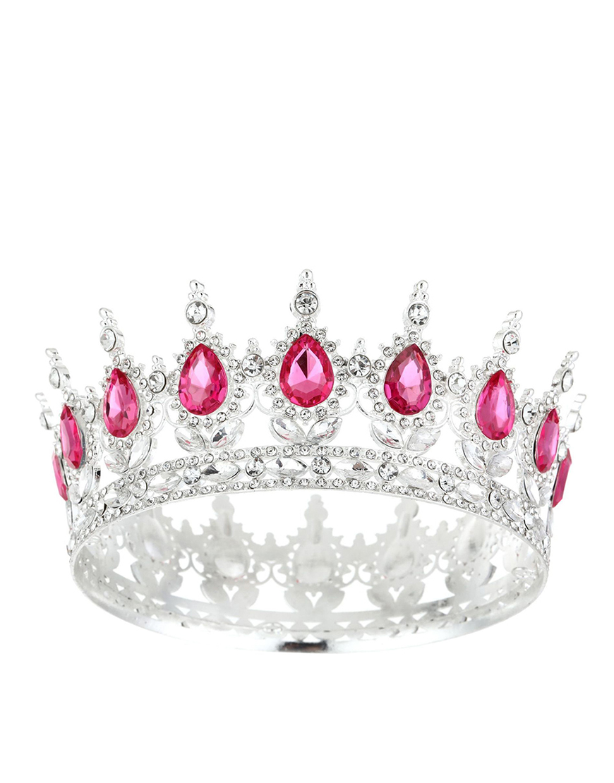 Golden Red Rhinestones Wedding Tiaras and Crown Princess Quinceanera Headpieces