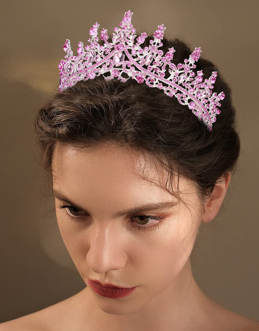 Silver White Wedding Crystal Tiaras and Crown Princess Quinceanera Headpieces