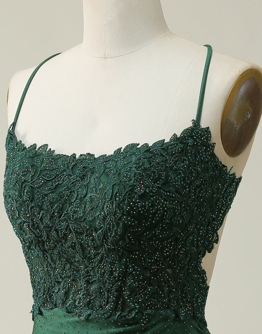 Spaghetti Straps Cross Back Short Glitter Homecoming Dress