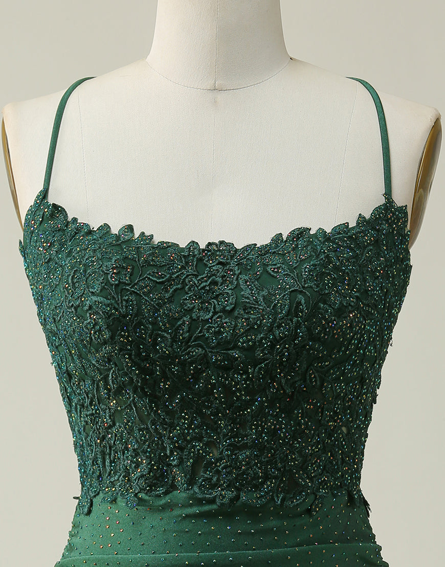 Spaghetti Straps Cross Back Short Glitter Homecoming Dress