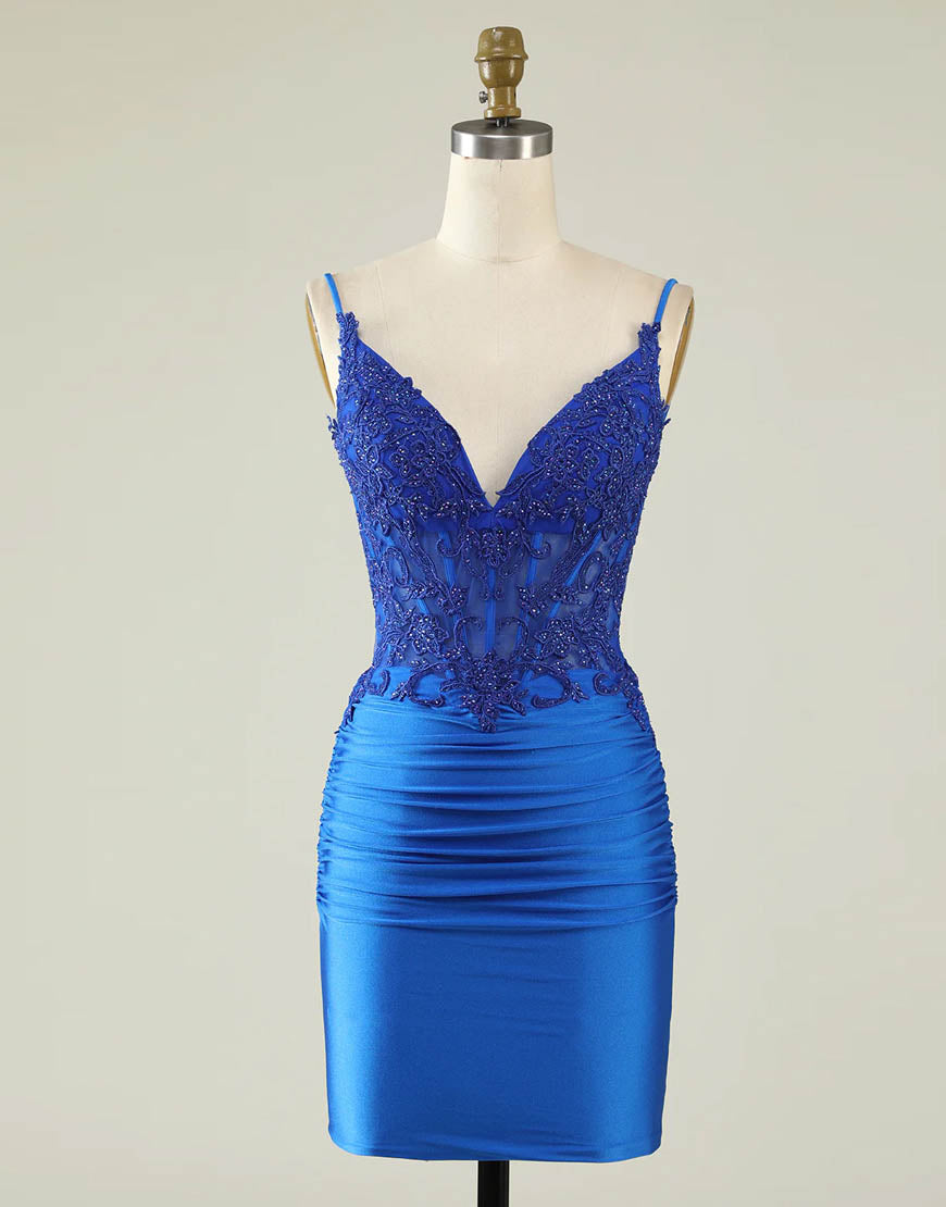 Spaghetti Straps Dark Green Short Tight Homecoming Party Dress