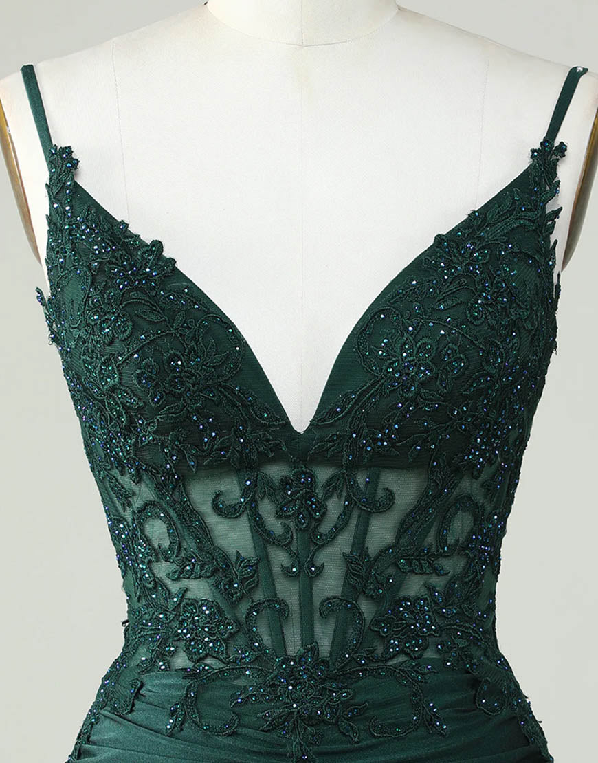Spaghetti Straps Dark Green Short Tight Homecoming Party Dress